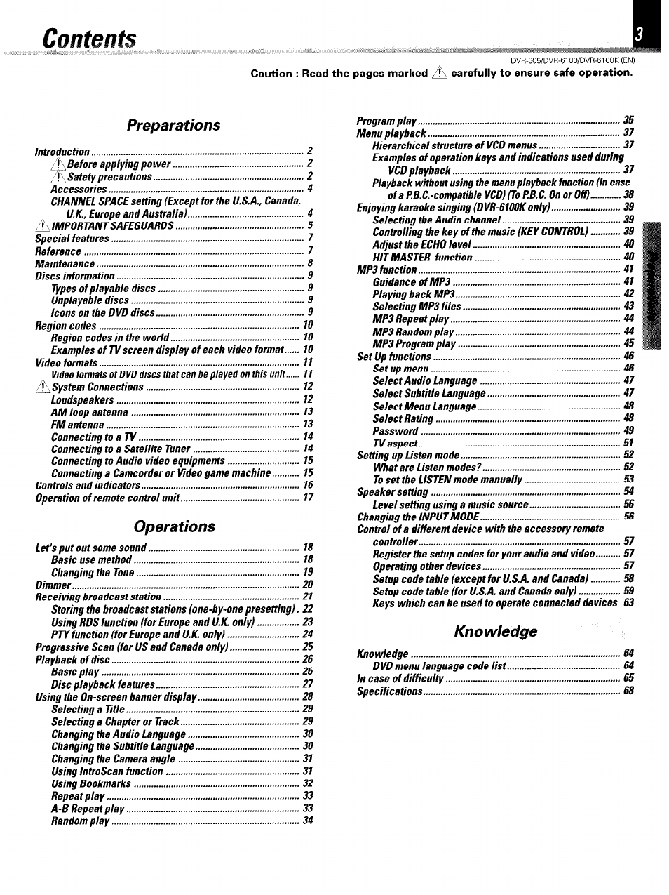 Kenwood DVR-6100 User Manual | Page 3 / 76