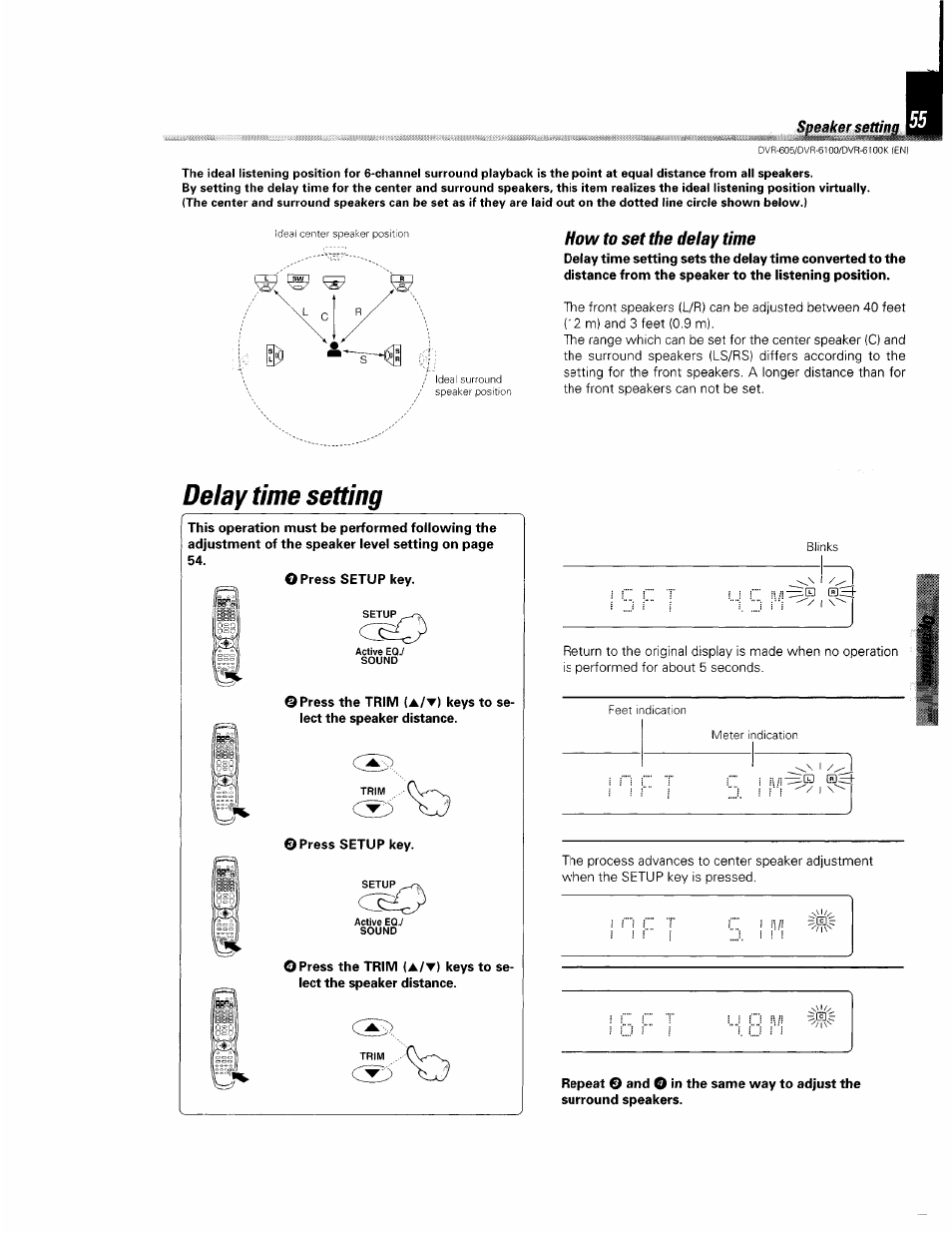 How to set the delay time, Delay time setting | Kenwood DVR-6100 User Manual | Page 55 / 76