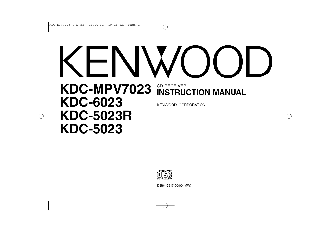 Kenwood KDC-MPV7023 User Manual | 44 pages