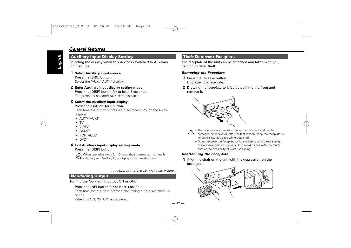 Kenwood KDC-MPV7023 User Manual | Page 12 / 44