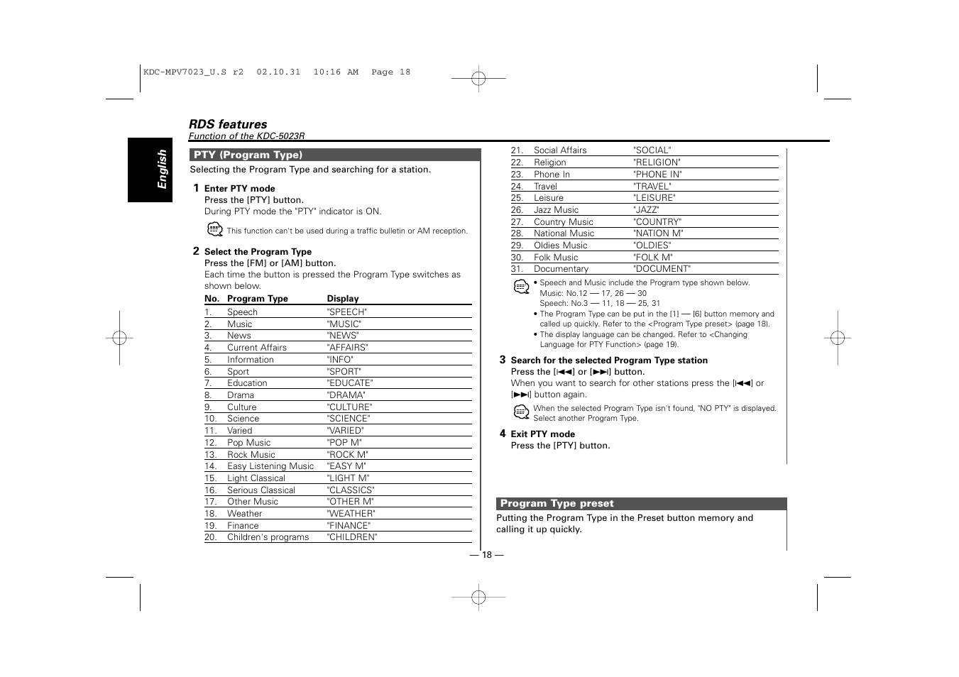 Kenwood KDC-MPV7023 User Manual | Page 18 / 44