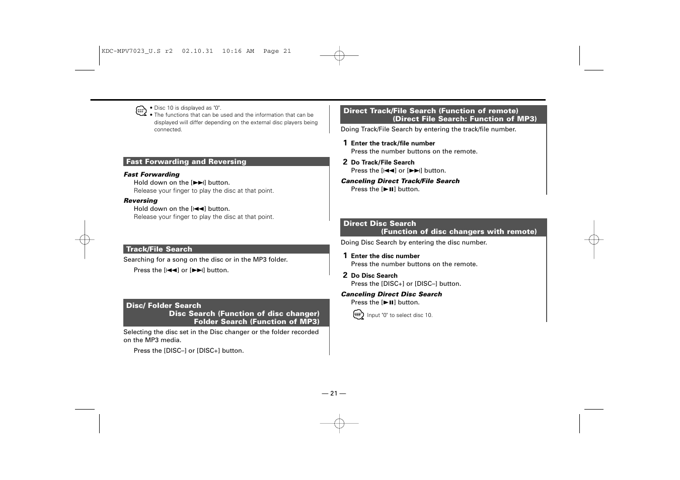 Kenwood KDC-MPV7023 User Manual | Page 21 / 44