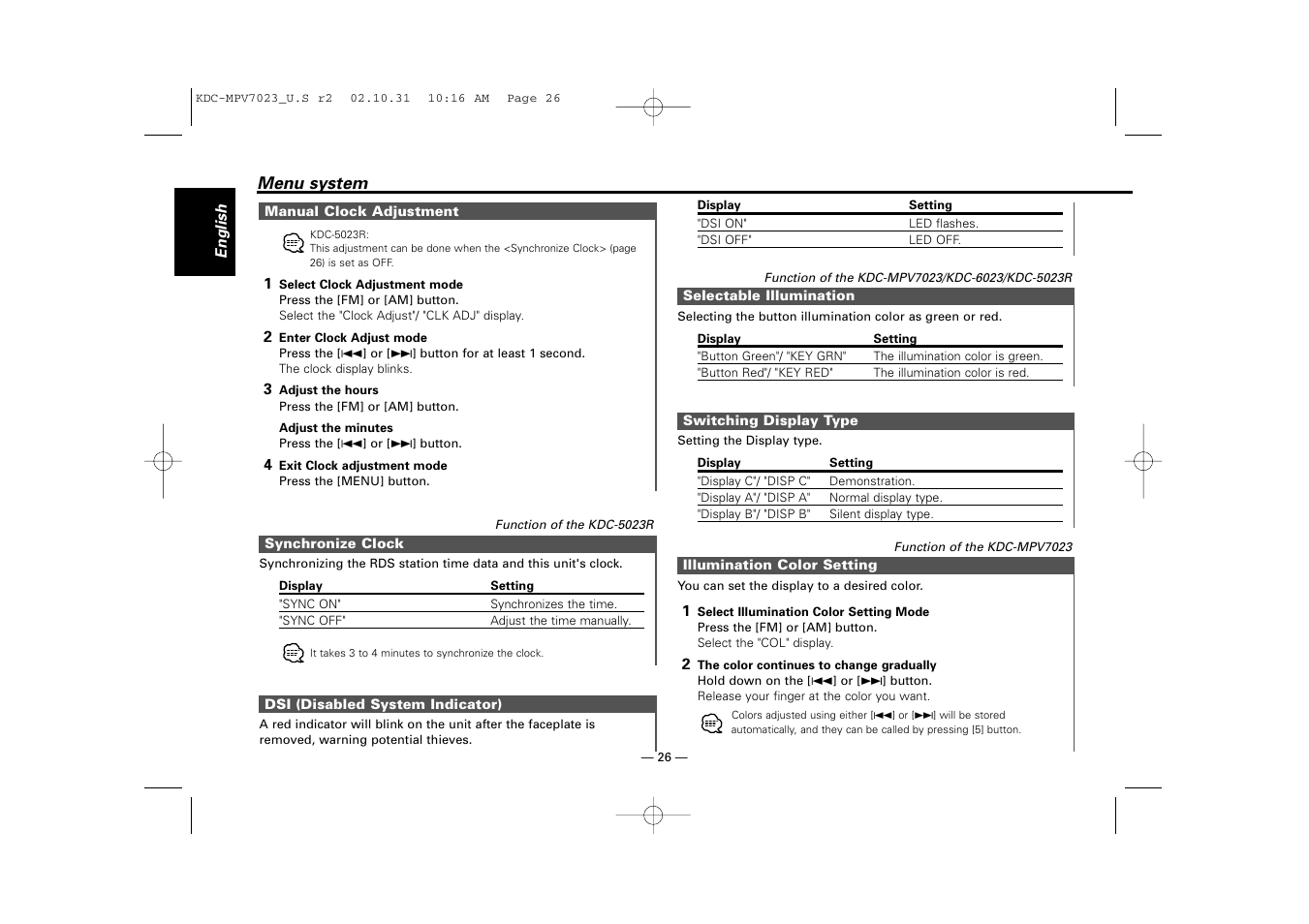 Kenwood KDC-MPV7023 User Manual | Page 26 / 44