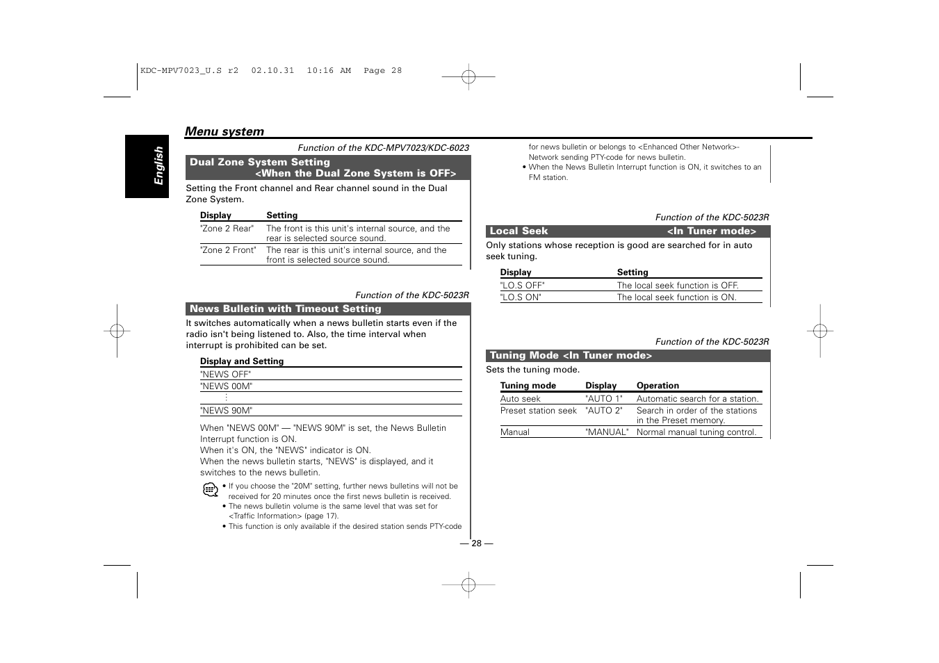 Kenwood KDC-MPV7023 User Manual | Page 28 / 44