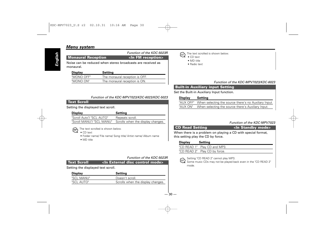 Kenwood KDC-MPV7023 User Manual | Page 30 / 44