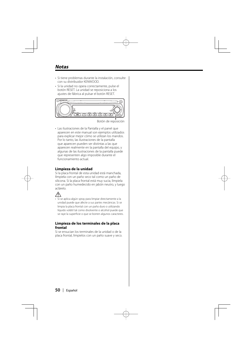 Notas | Kenwood KDC-128CR User Manual | Page 50 / 72