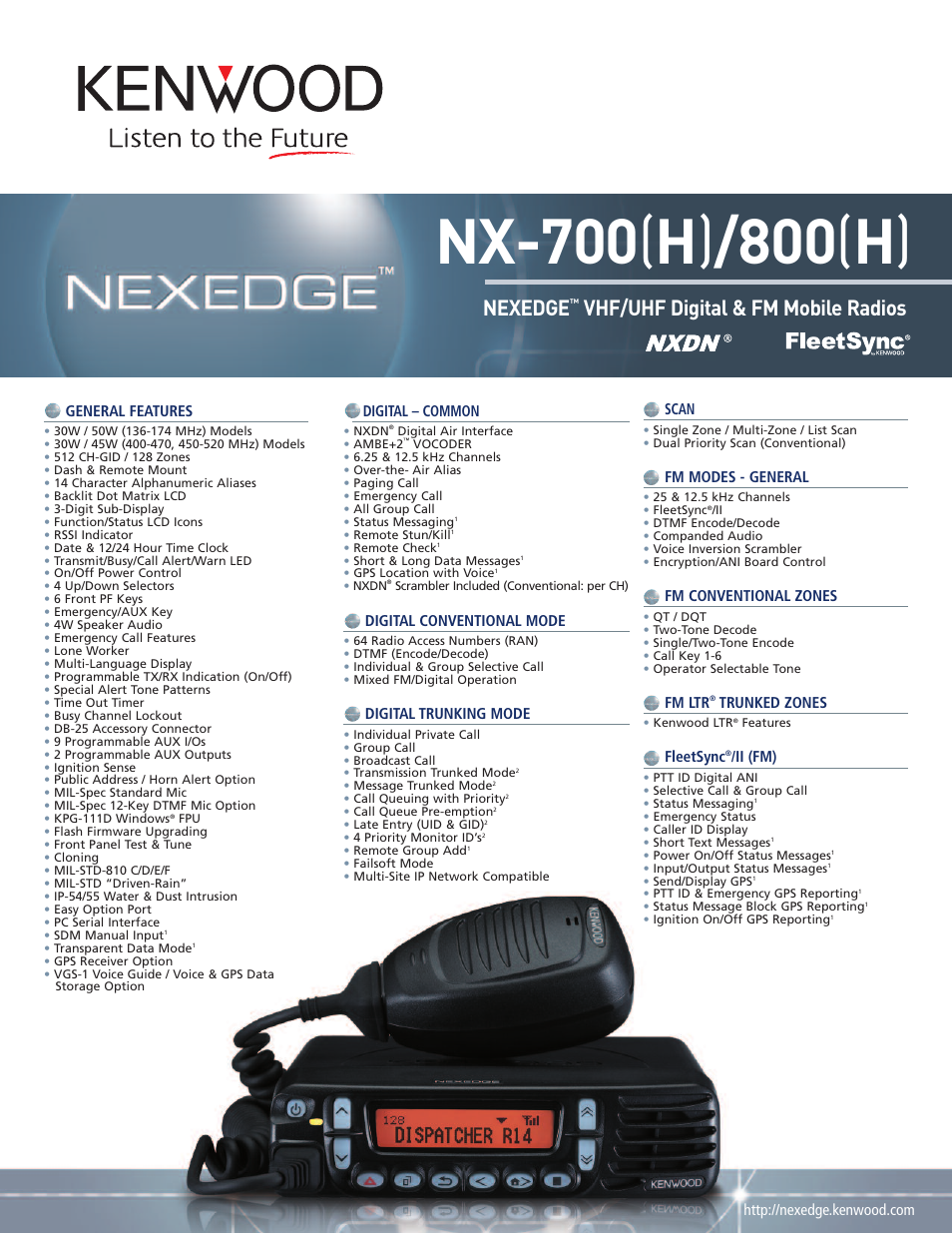 Kenwood NEXEDGE NX-800H User Manual | 2 pages