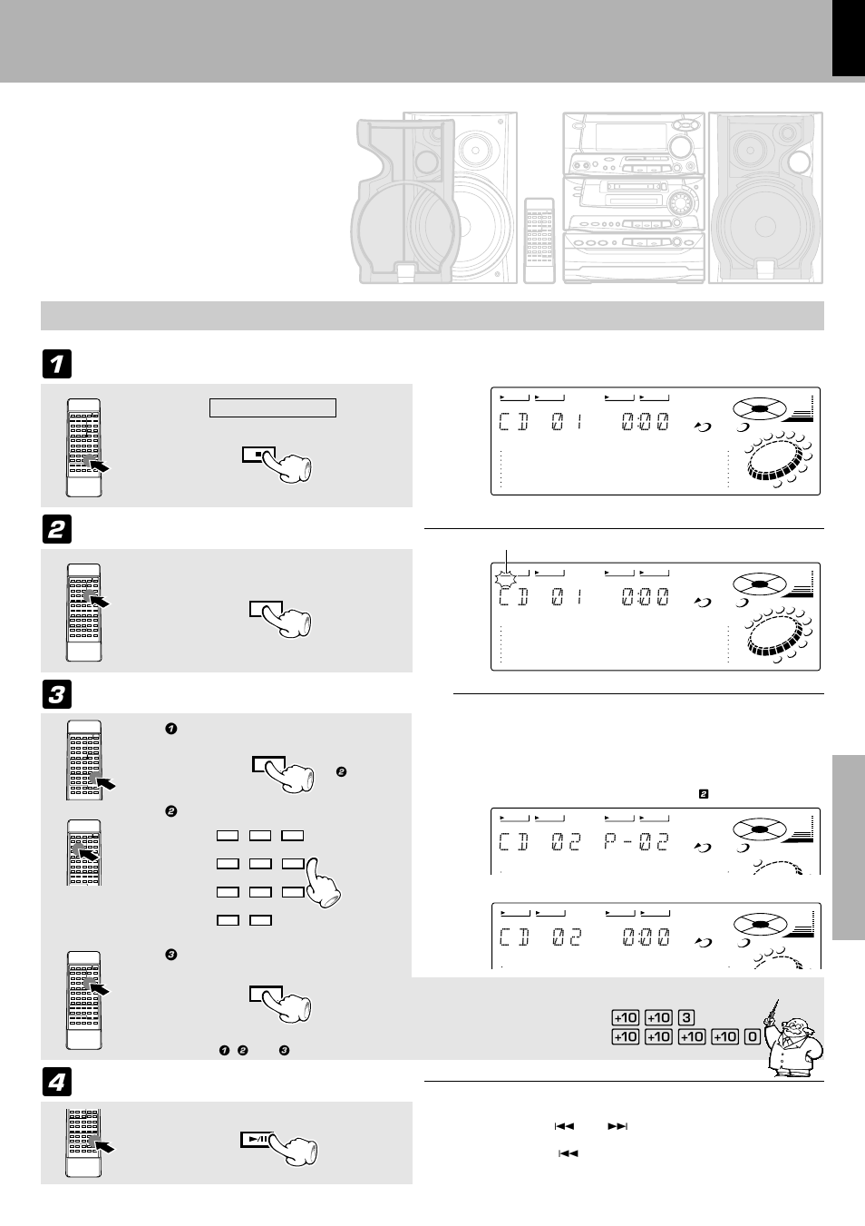 Listening in the desired sequence, C d ) 1, C d ) 1 ) ) ) | C d ) 2 p - ) 2, C d ) 2 ) ) ), Program playback), Check that the cd player is in the stop mode, Select the “cd” input, Playback of cd, If it is in play mode | Kenwood XD-980MD User Manual | Page 29 / 80