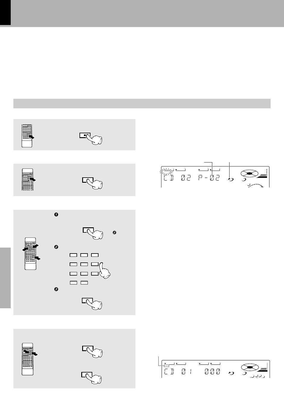 C d ) 2 p - ) 2, C d ) 1, Playback of cd | 1 select the disc. 2 select the track, 3 confirm the selection | Kenwood XD-980MD User Manual | Page 30 / 80