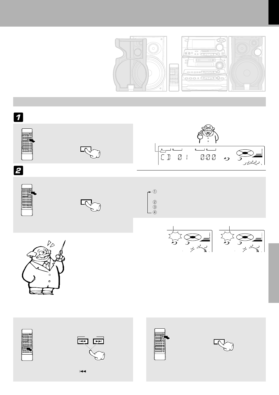 Listening to an unexpected title sequence, C d ) 1, Random playback) | Select the random mode, Confirm that the “pgm” indicator is not lit, Select the “cd” input, Playback of cd, Press so that the “random” indicator goes off | Kenwood XD-980MD User Manual | Page 33 / 80