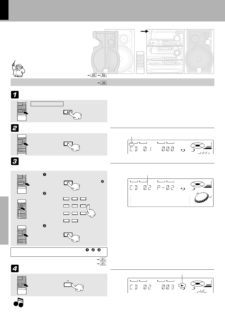 Recording of one cd or several cds (cd, C d ) 2 ) ) 3, C d ) 1 ) ) ) | C d ) 2 p - ) 2, Program recording), Light the “pgm” indicator, Recording preparation is required | Kenwood XD-980MD User Manual | Page 48 / 80