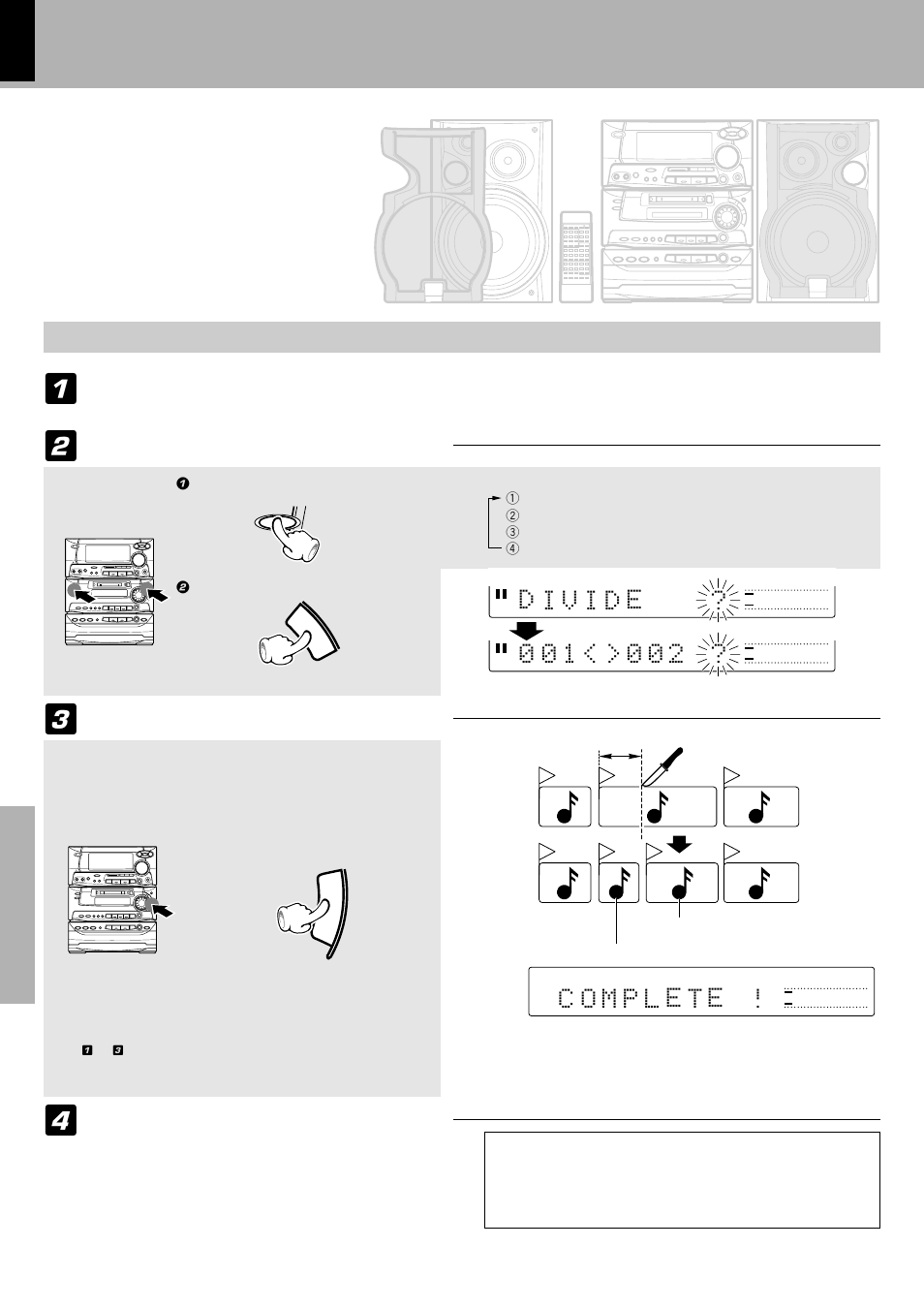 Dividing a track, Track divide), Press the track edit key at the desired position | Execute the track divide operation | Kenwood XD-980MD User Manual | Page 58 / 80