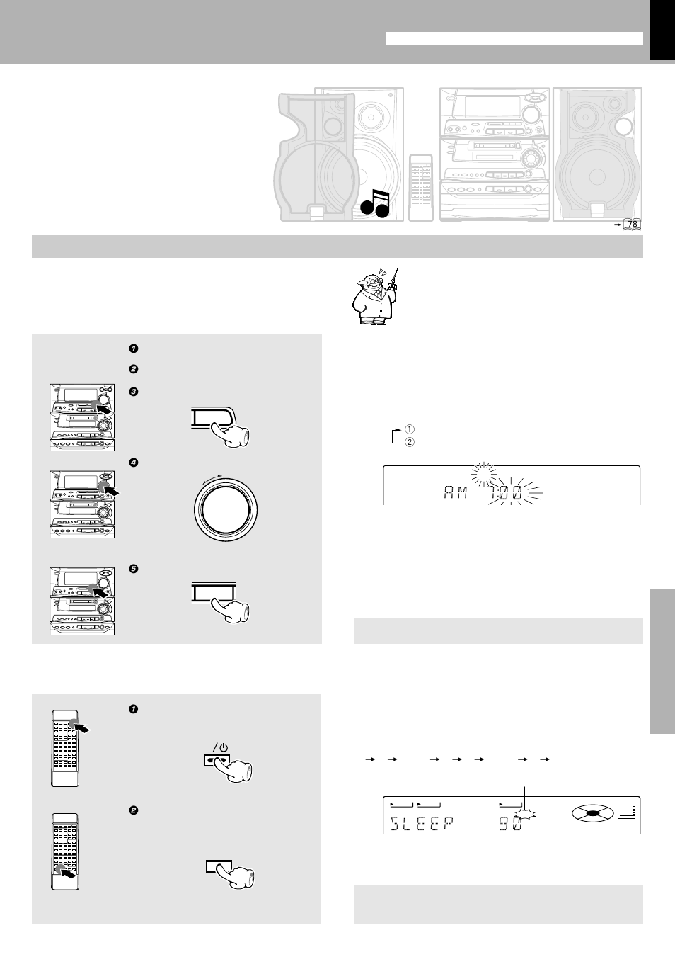 Timer operation, A m 7 ) ), Operate easy to use timer (o.t.t.) | Sleep timer | Kenwood XD-980MD User Manual | Page 69 / 80