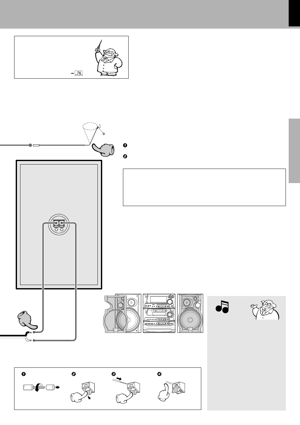 Malfunction of microcomputer, Fm indoor antenna, Speaker (left) | Caution regarding placement speaker unit | Kenwood XD-980MD User Manual | Page 7 / 80