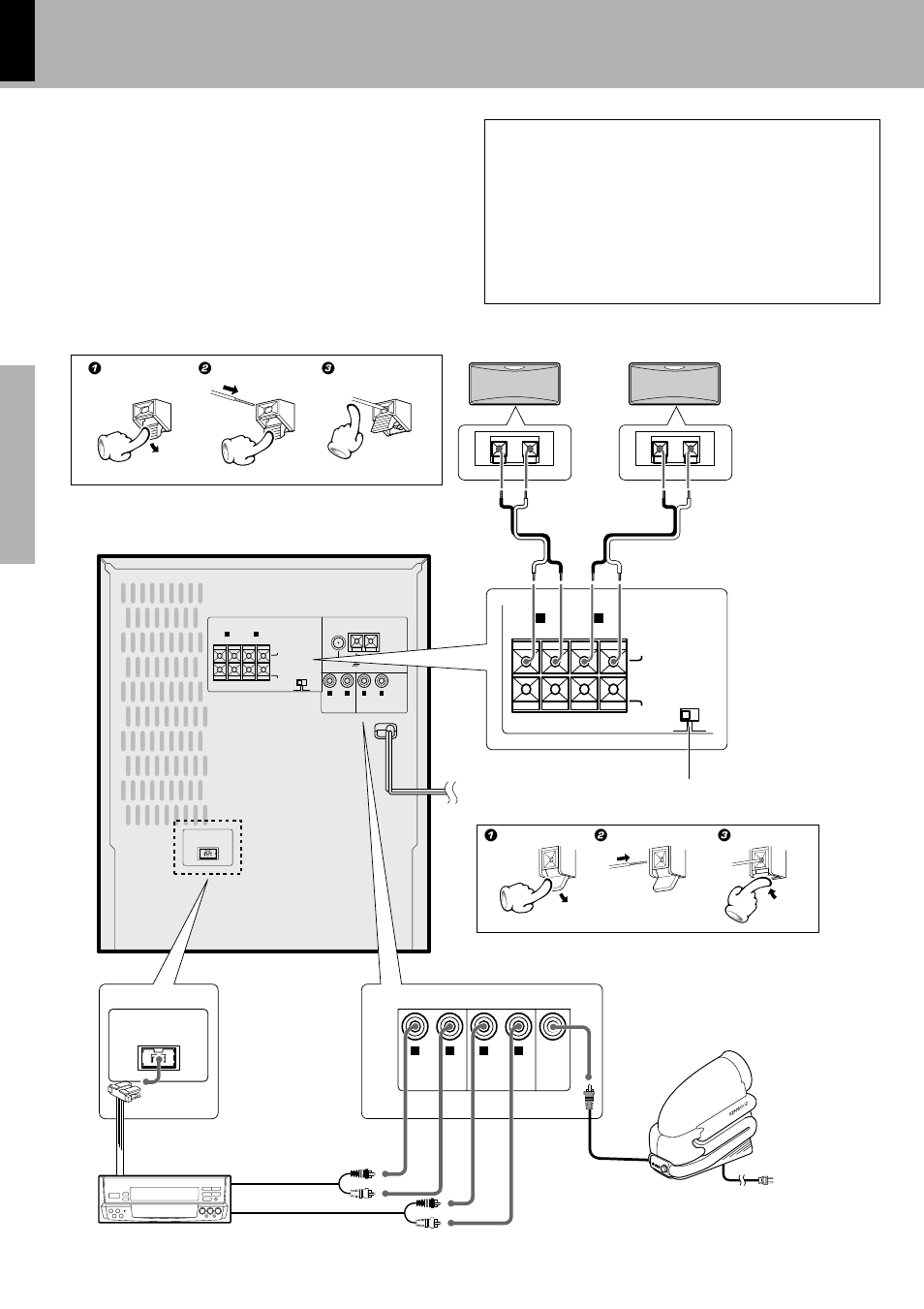 Connection of options, Optional parts), Speaker unit | Main unit, System connection, Surround speakers rs-n750, Cassette deck (x-h9) | Kenwood XD-980MD User Manual | Page 8 / 80