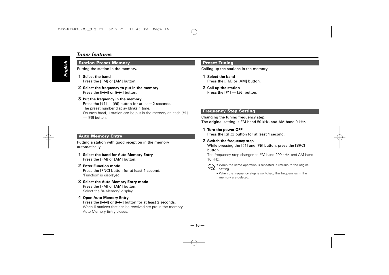 Kenwood DPX-3030S User Manual | Page 16 / 38