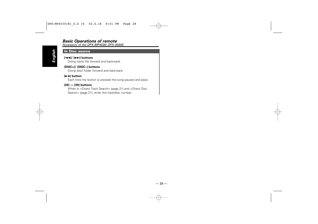 Kenwood DPX-3030S User Manual | Page 28 / 38