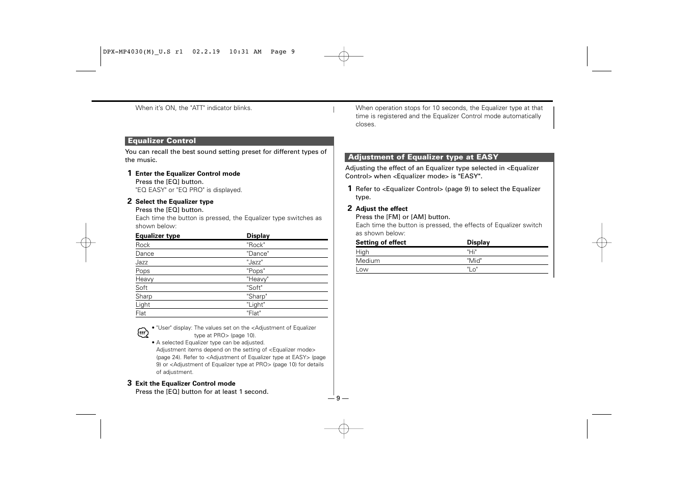 Kenwood DPX-3030S User Manual | Page 9 / 38