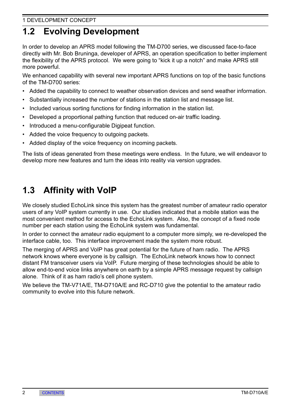 2 evolving development, 3 affinity with voip, 2 evolving development 1.3 affinity with voip | Kenwood TM-455E User Manual | Page 12 / 100