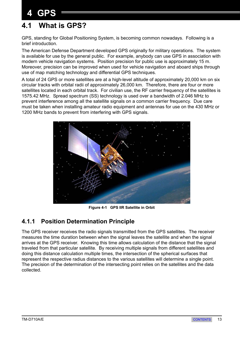 1 what is gps, 1 position determination principle, 4 gps | Position determination principle | Kenwood TM-455E User Manual | Page 23 / 100