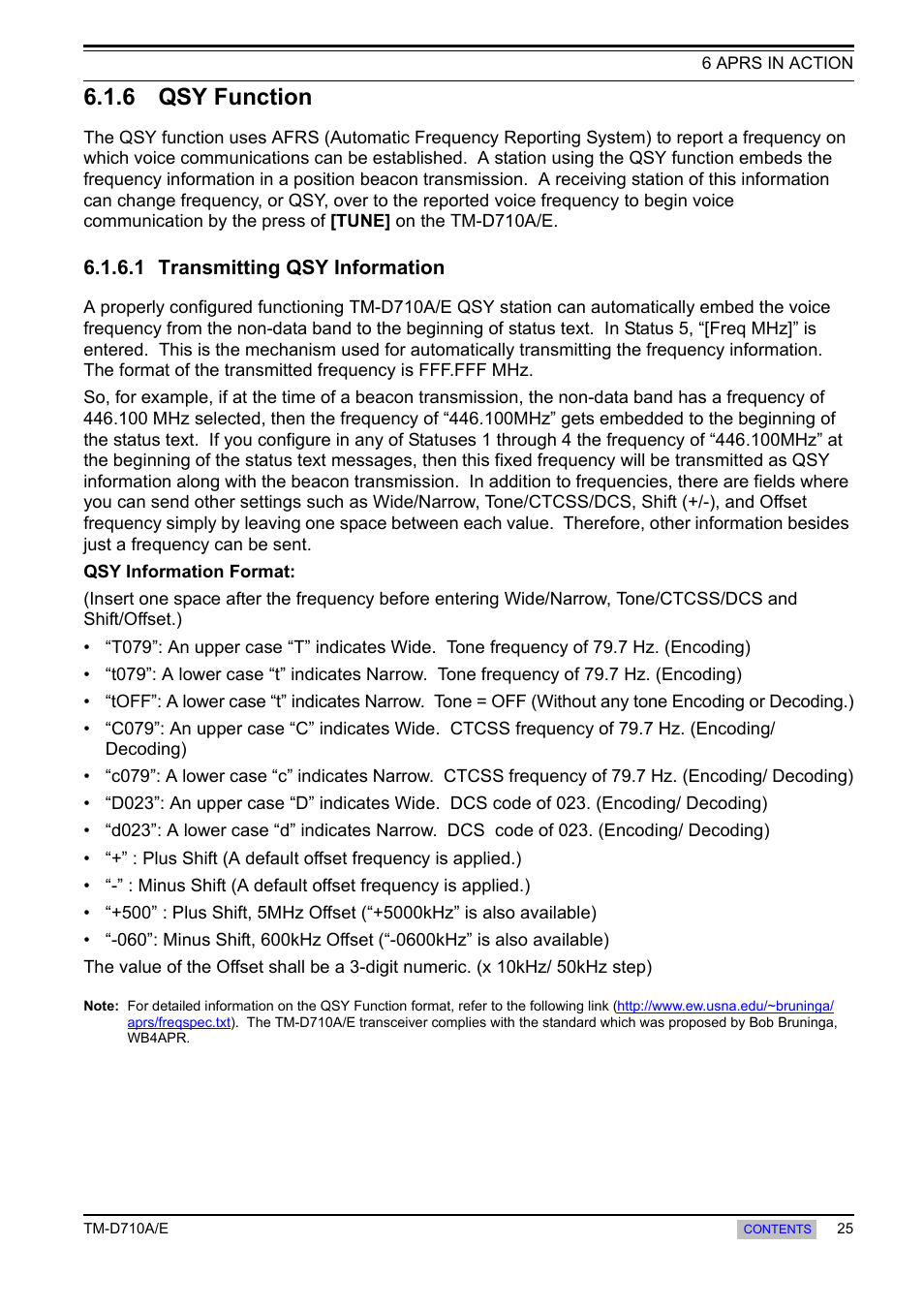 6 qsy function, 1 transmitting qsy information, Qsy function | Kenwood TM-455E User Manual | Page 35 / 100