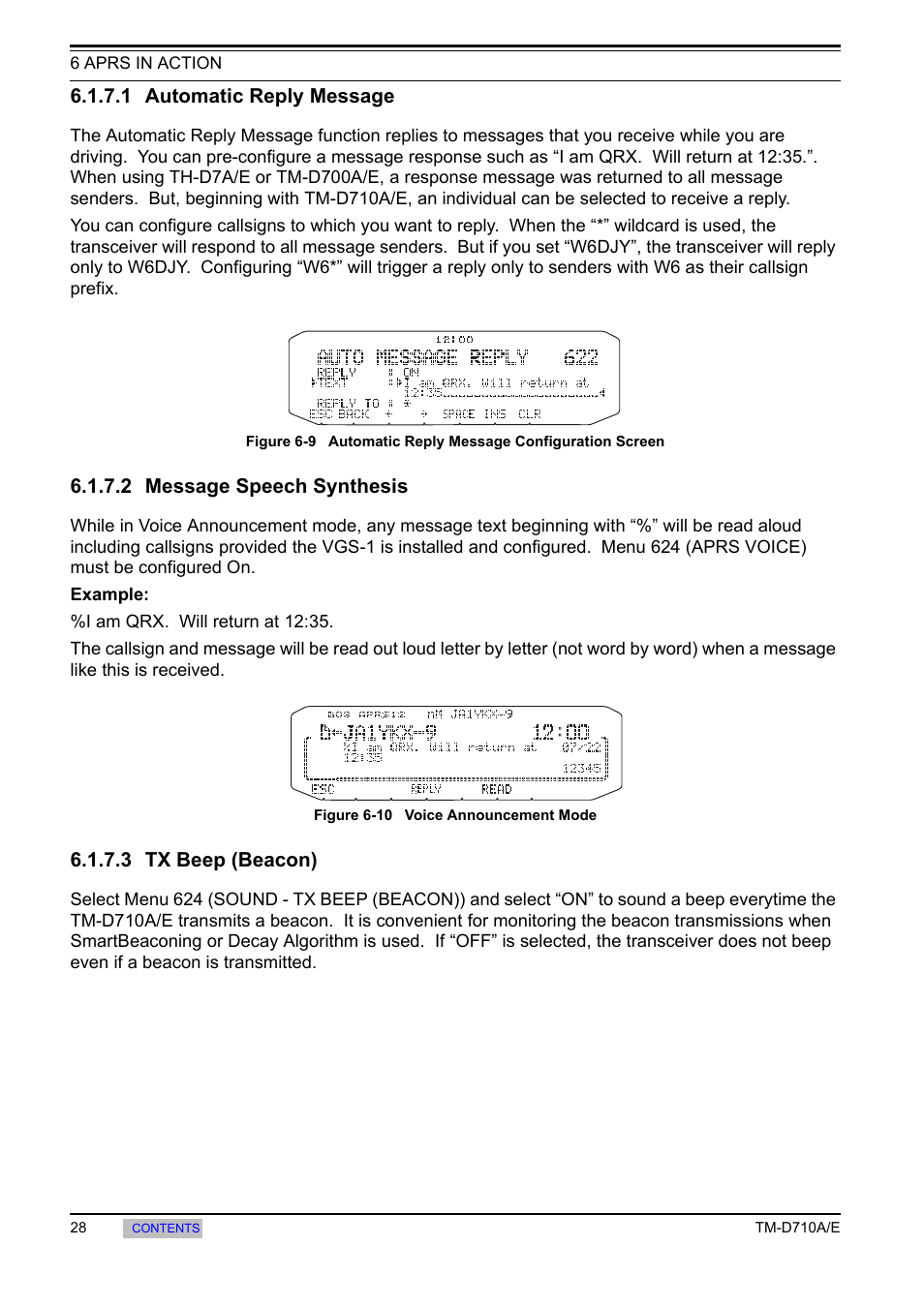 1 automatic reply message, 2 message speech synthesis, 3 tx beep (beacon) | Kenwood TM-455E User Manual | Page 38 / 100