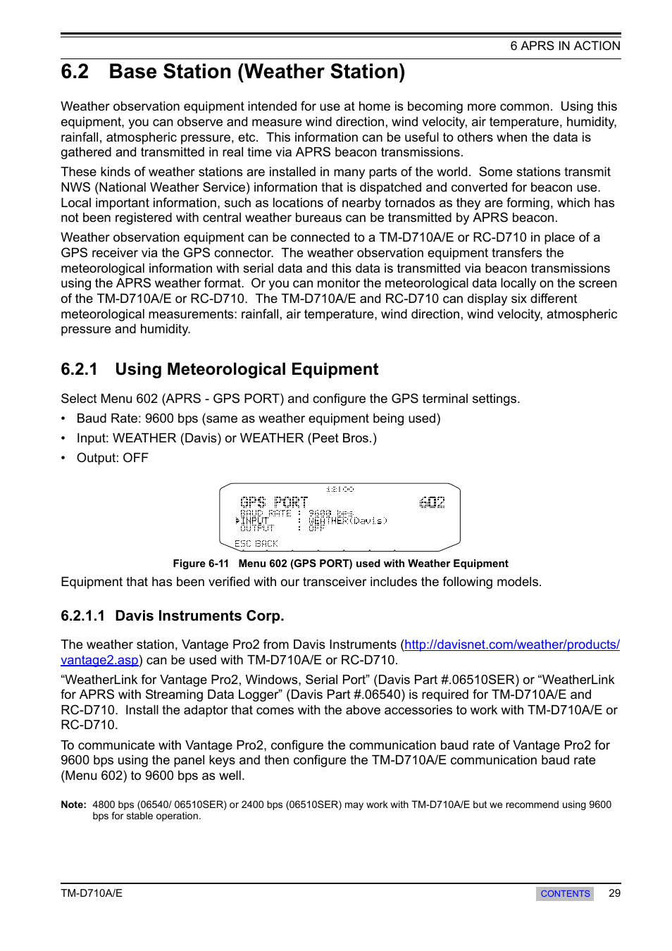 2 base station (weather station), 1 using meteorological equipment, 1 davis instruments corp | Using meteorological equipment | Kenwood TM-455E User Manual | Page 39 / 100