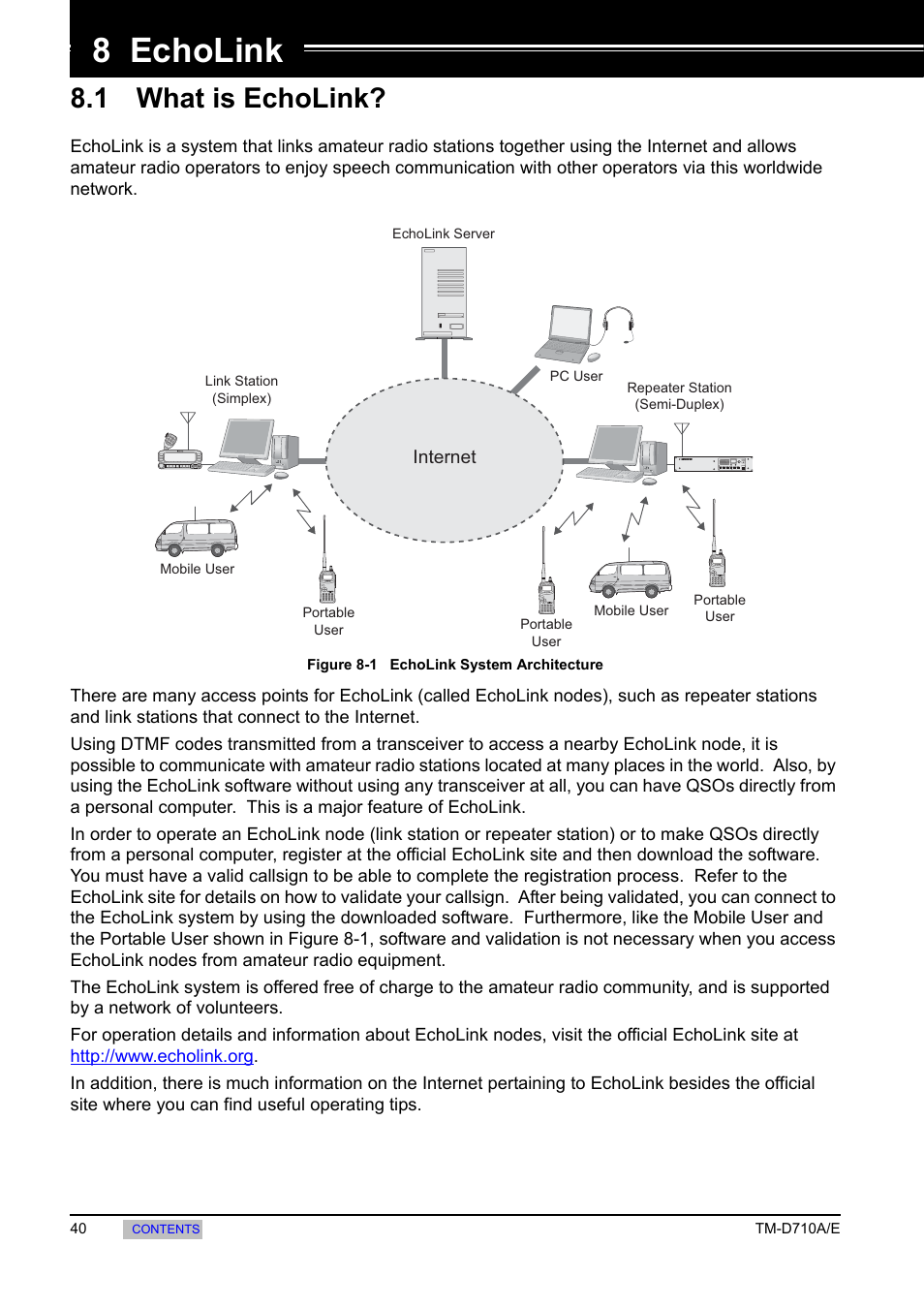 Echolink, 1 what is echolink, 8 echolink | Kenwood TM-455E User Manual | Page 50 / 100