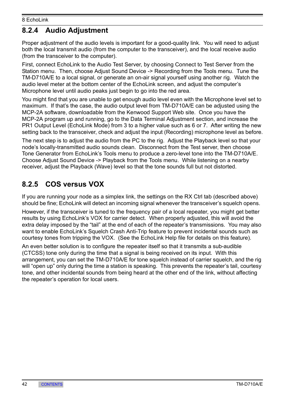 4 audio adjustment, 5 cos versus vox, Audio adjustment | Cos versus vox | Kenwood TM-455E User Manual | Page 52 / 100