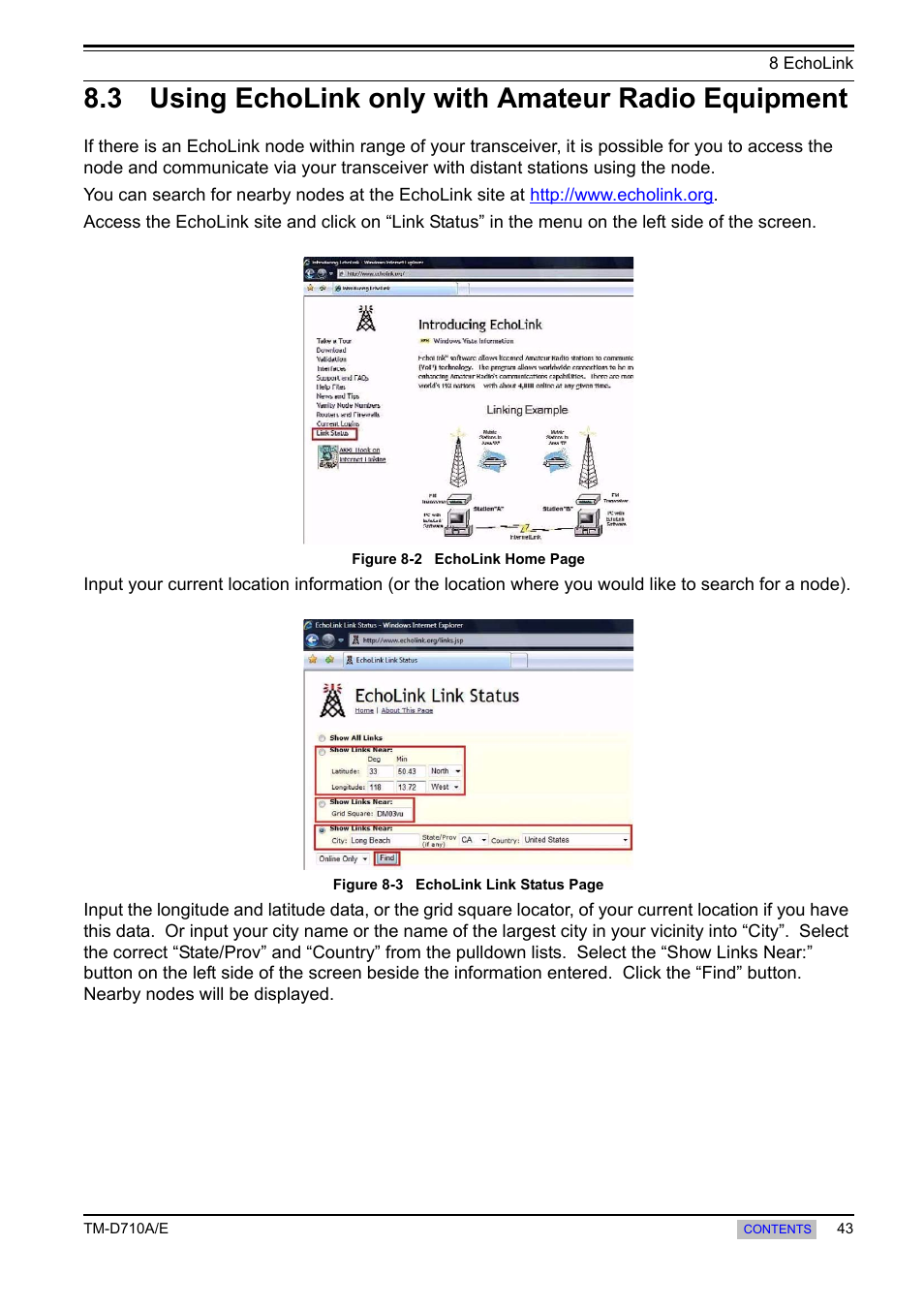 3 using echolink only with amateur radio equipment, 3 using echolink only with amateur, Radio equipment | Kenwood TM-455E User Manual | Page 53 / 100