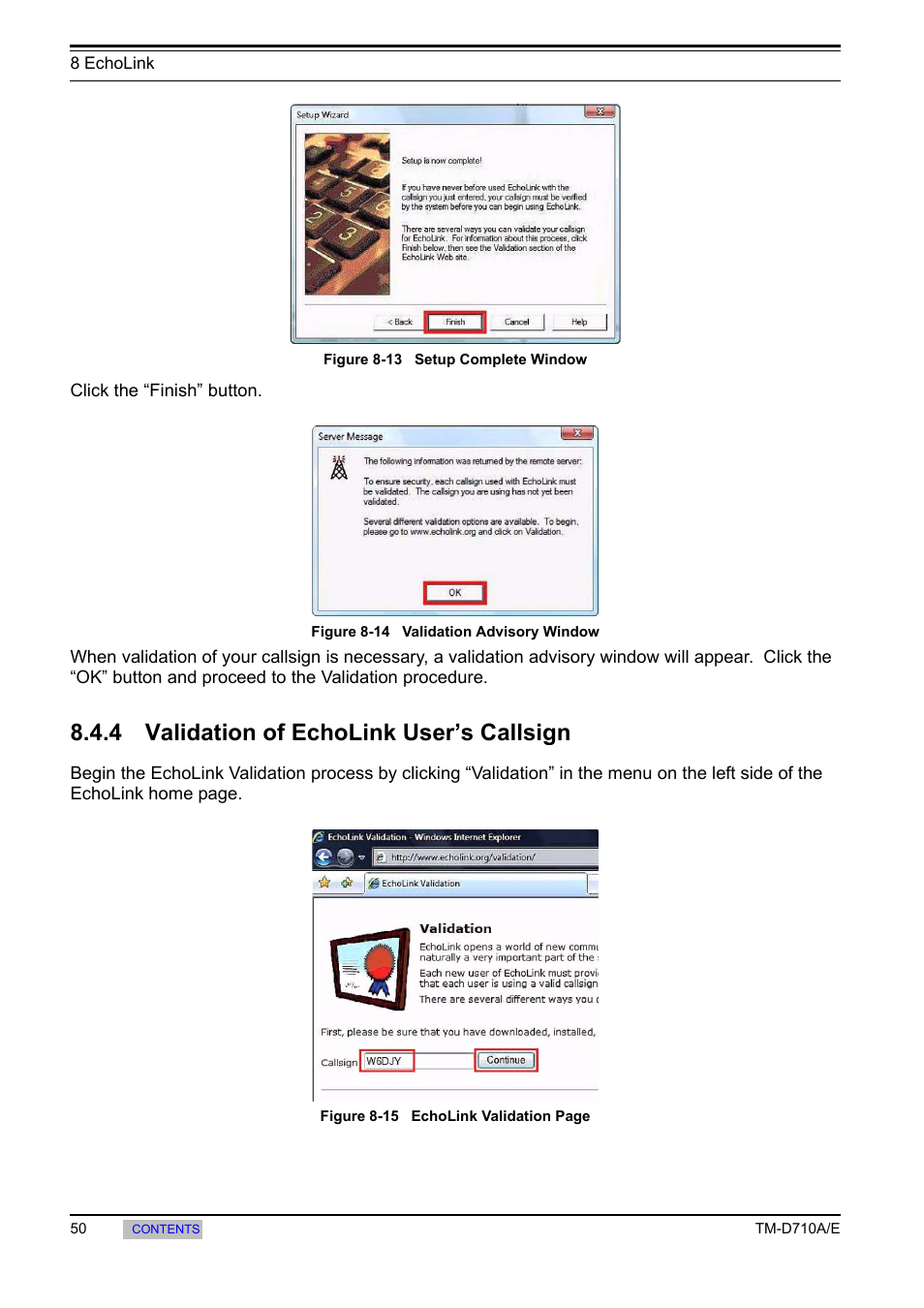 4 validation of echolink user’s callsign, Validation of echolink user’s callsign | Kenwood TM-455E User Manual | Page 60 / 100