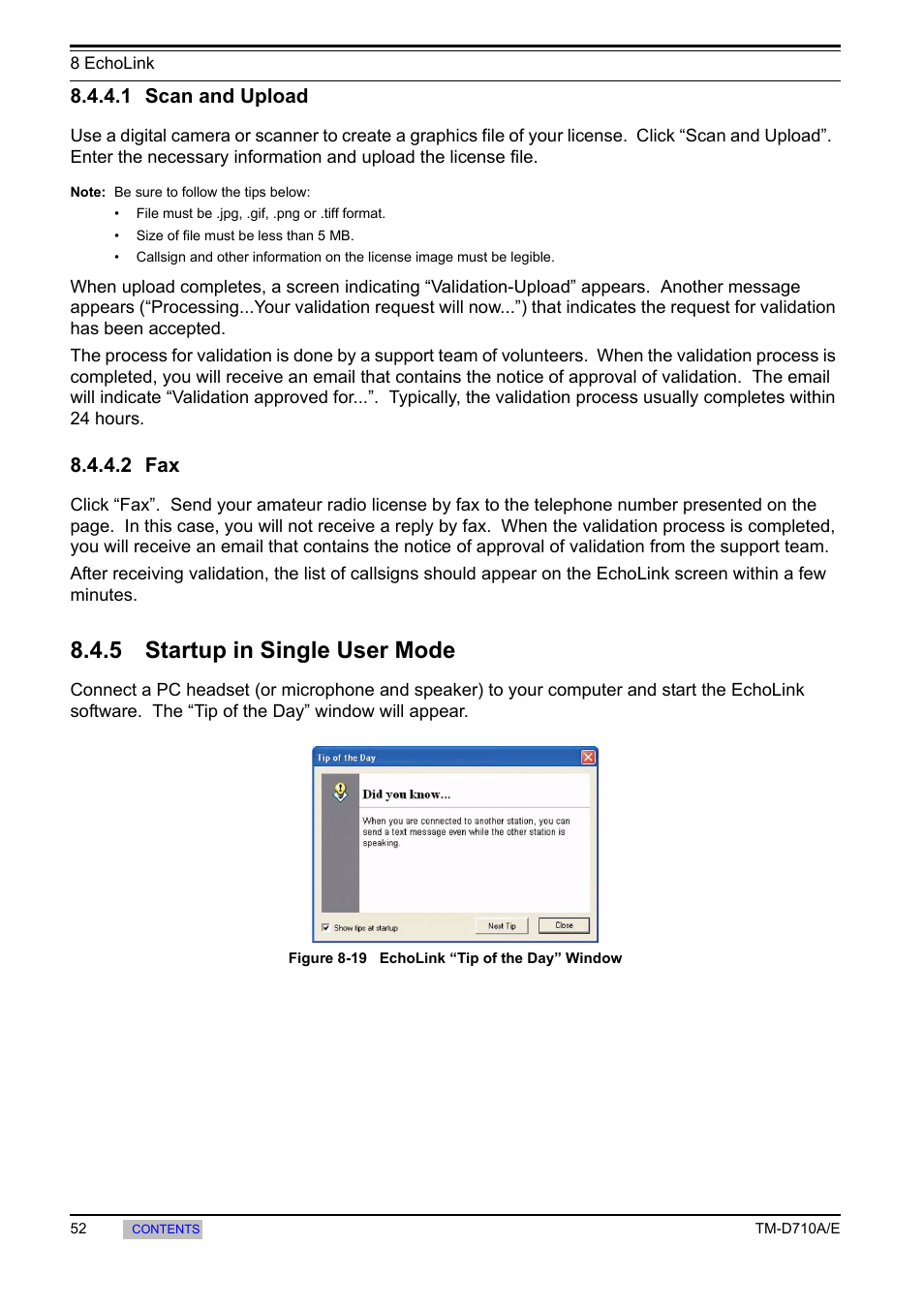 1 scan and upload, 2 fax, 5 startup in single user mode | 1 scan and upload 8.4.4.2 fax, Startup in single user mode | Kenwood TM-455E User Manual | Page 62 / 100