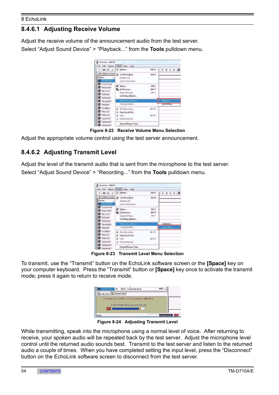 1 adjusting receive volume, 2 adjusting transmit level | Kenwood TM-455E User Manual | Page 64 / 100