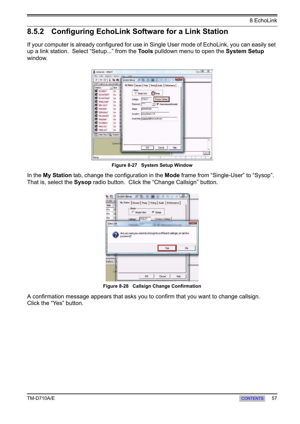 2 configuring echolink software for a link station, Configuring echolink software for a link station | Kenwood TM-455E User Manual | Page 67 / 100