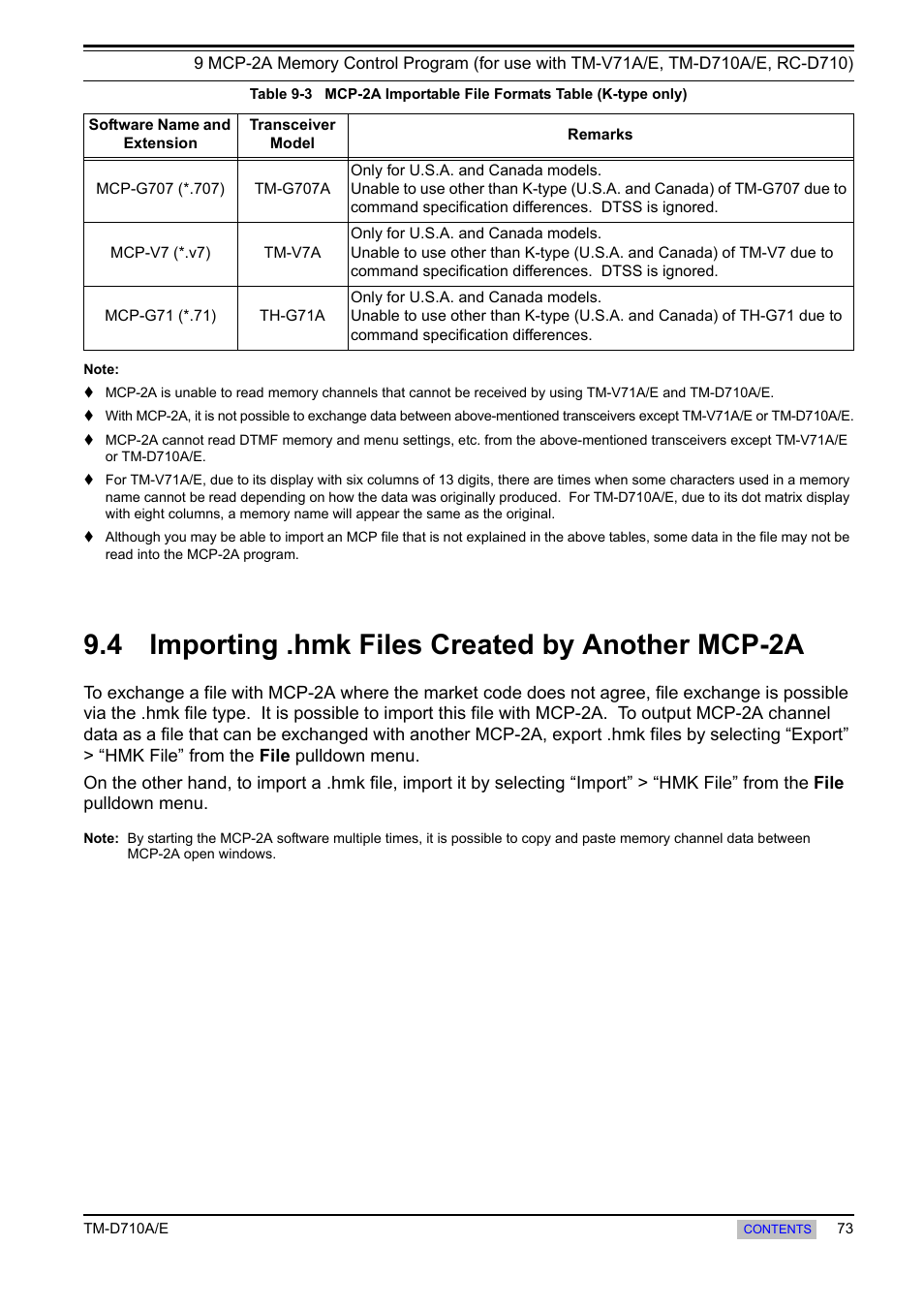 4 importing .hmk files created by another mcp-2a, 4 importing .hmk files created by, Another mcp-2a | Kenwood TM-455E User Manual | Page 83 / 100