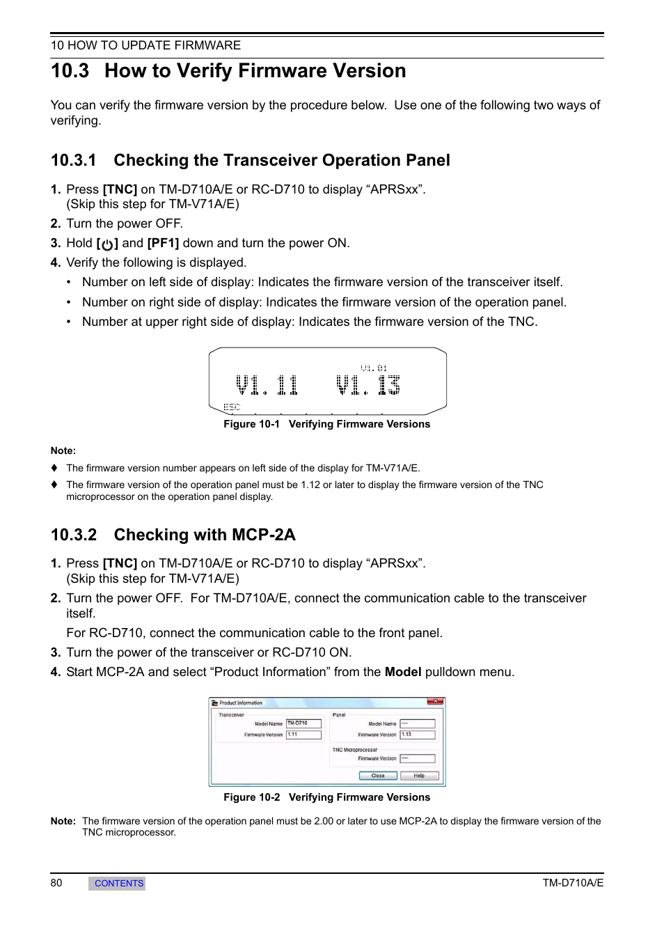 3 how to verify firmware version, 1 checking the transceiver operation panel, 2 checking with mcp-2a | 1 checking the transceiver operation, Panel | Kenwood TM-455E User Manual | Page 90 / 100