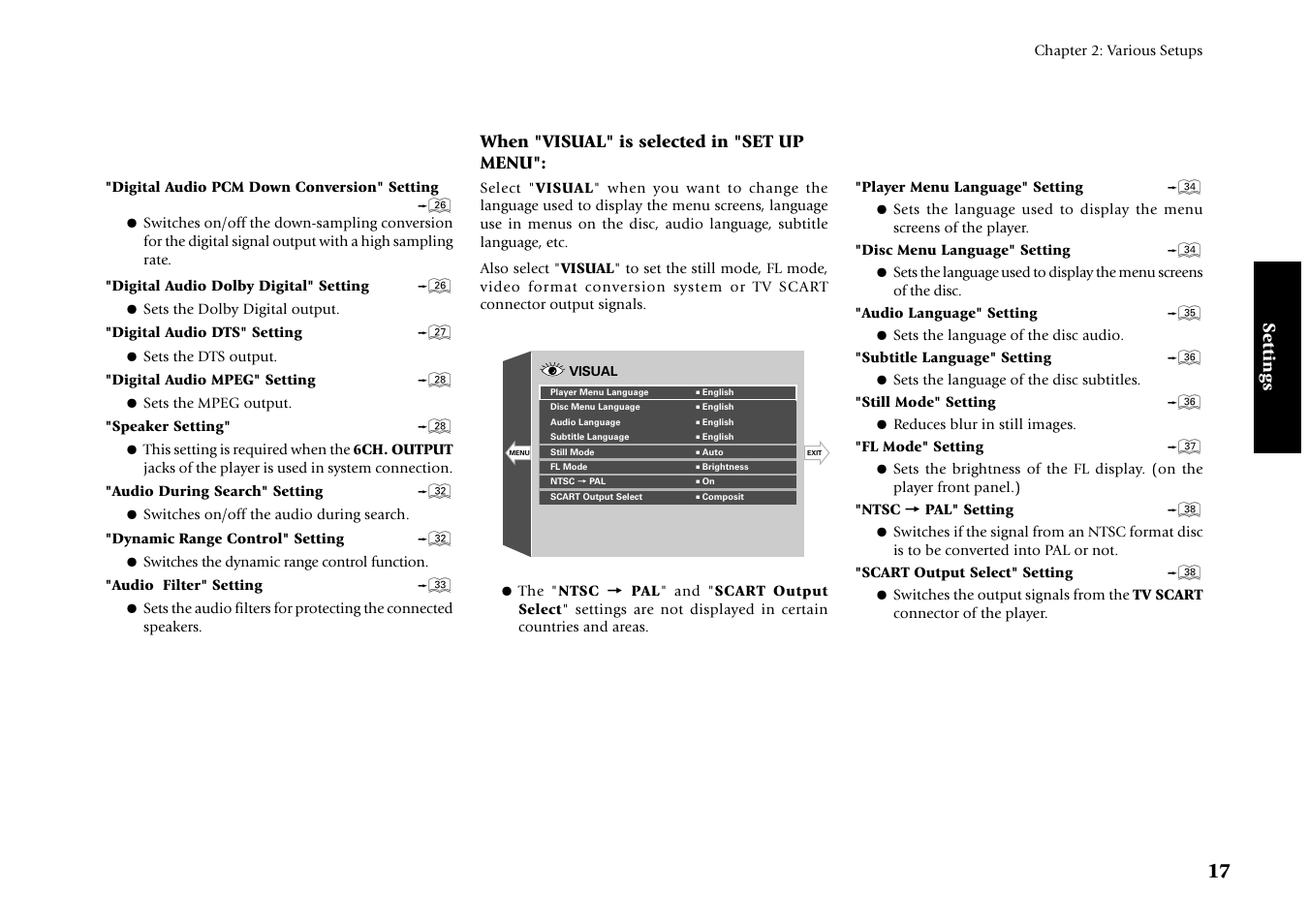 When "visual" is selected in "set up menu, Settings | Kenwood DV-4070 User Manual | Page 17 / 48