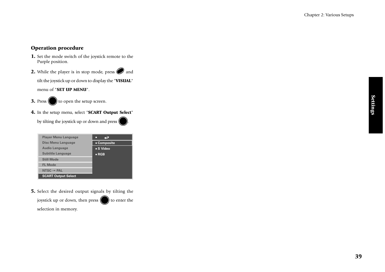 Settings, Operation procedure 1 | Kenwood DV-4070 User Manual | Page 39 / 48