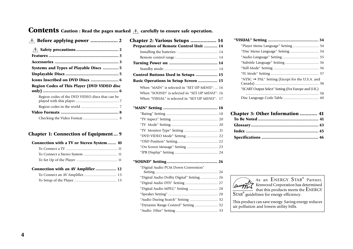 Kenwood DV-4070 User Manual | Page 4 / 48