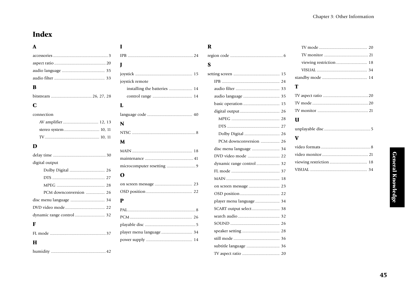 Index | Kenwood DV-4070 User Manual | Page 45 / 48