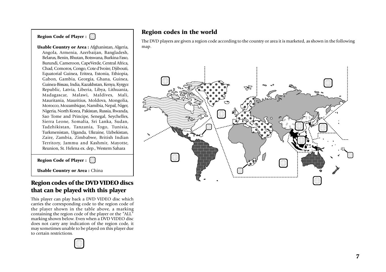 Region codes in the world | Kenwood DV-4070 User Manual | Page 7 / 48