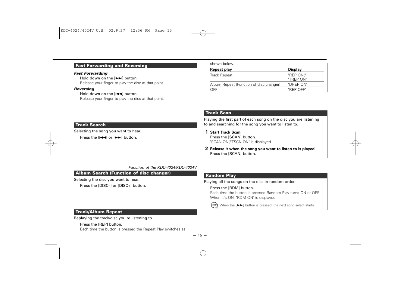 Kenwood KDC-4024V  EN User Manual | Page 15 / 32