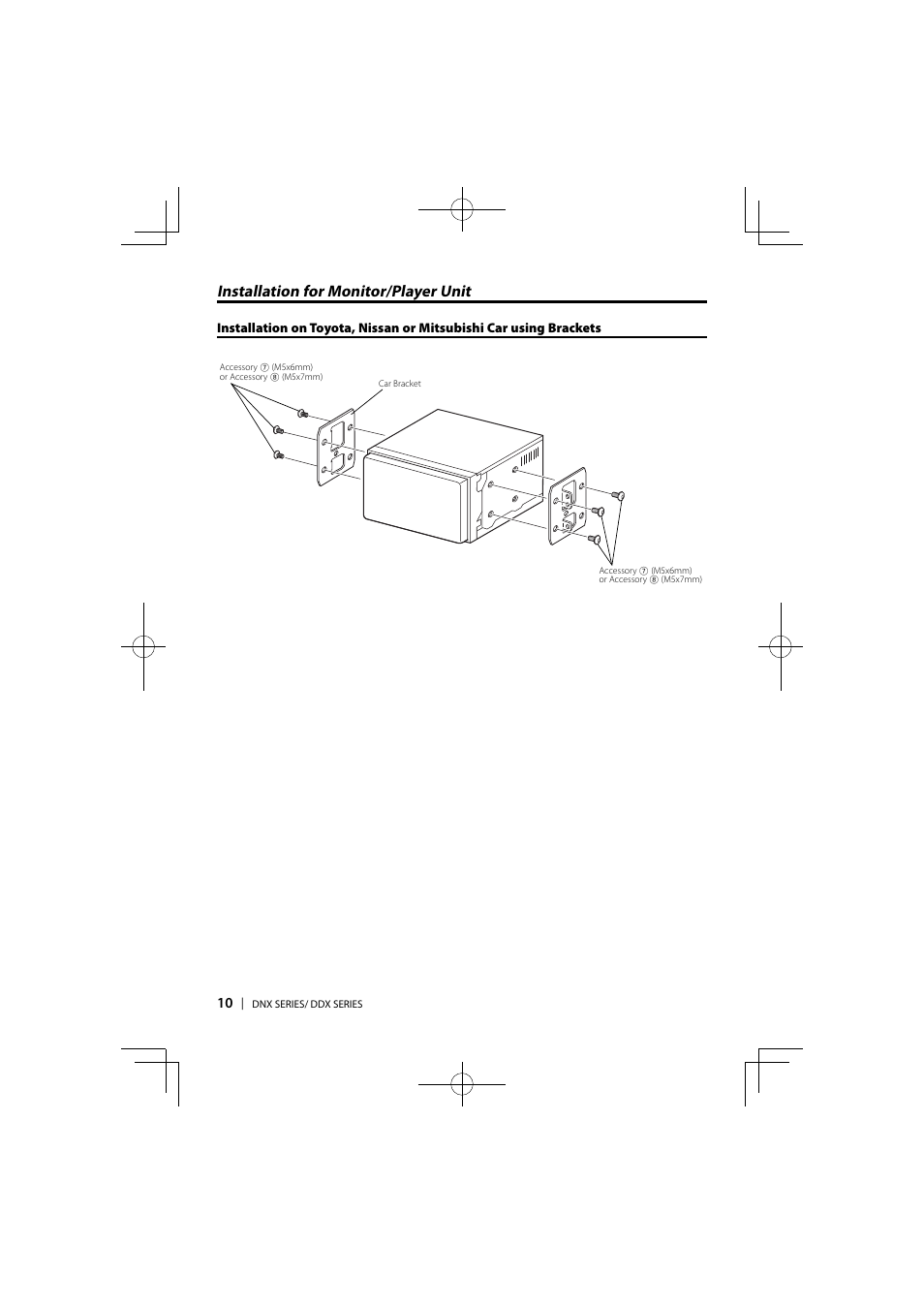 Installation for monitor/player unit | Kenwood DDX5036 User Manual | Page 10 / 11