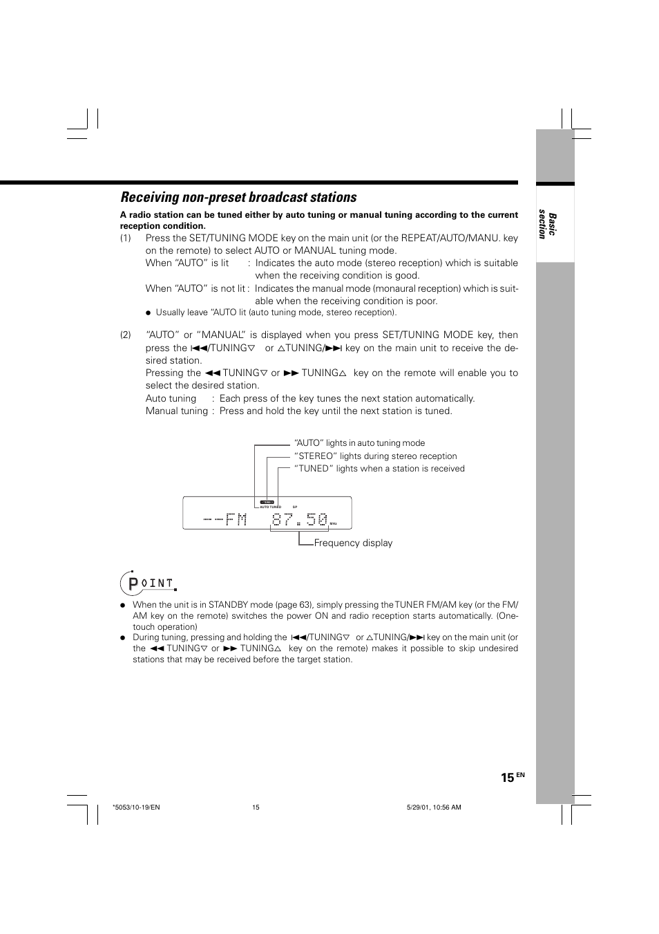 Receiving non-preset broadcast stations | Kenwood MDX-G1 User Manual | Page 15 / 64