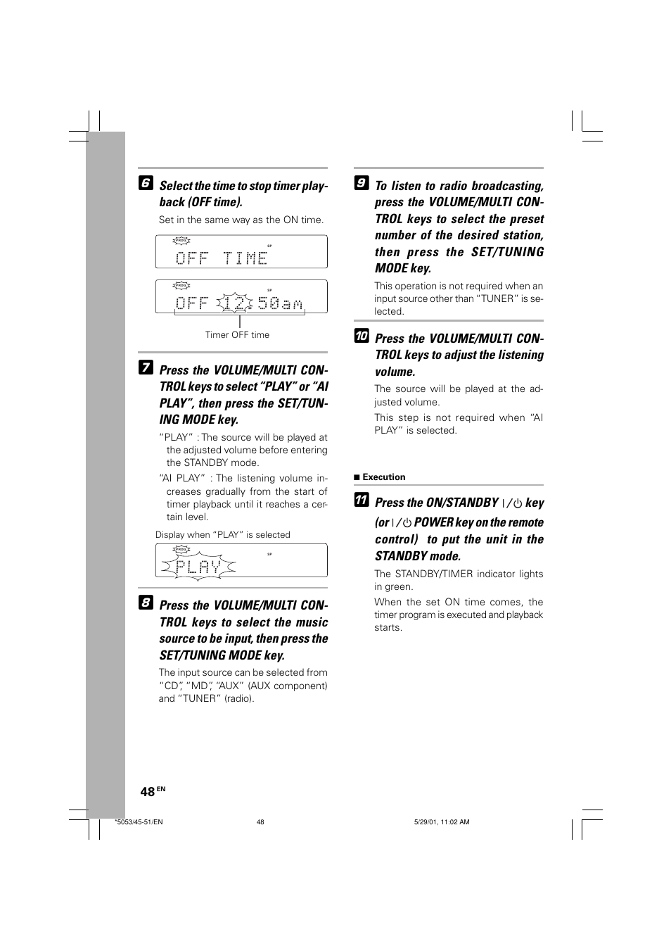 Set in the same way as the on time | Kenwood MDX-G1 User Manual | Page 48 / 64