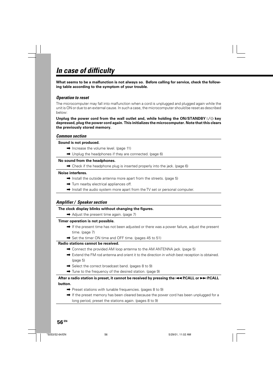 In case of difficulty | Kenwood MDX-G1 User Manual | Page 56 / 64