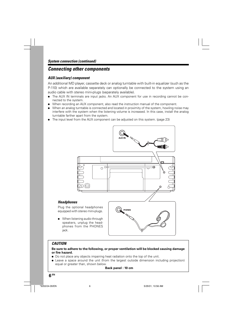 Connecting other components | Kenwood MDX-G1 User Manual | Page 6 / 64