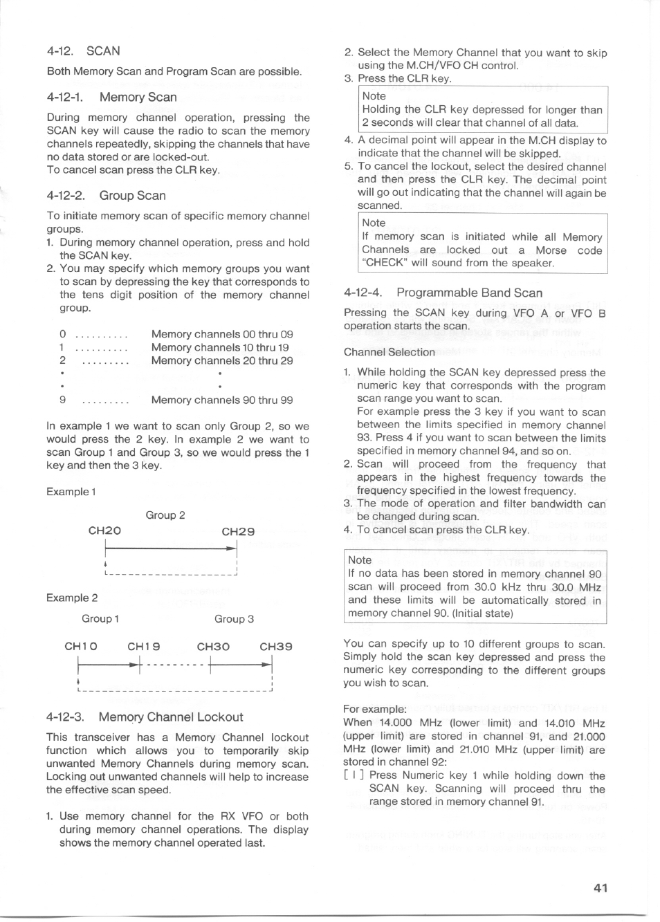 12-1. memory scan, 12-2. group scan, 12-3. memory channel lockout | 12-4. programmable band scan | Kenwood TS-850S User Manual | Page 47 / 85