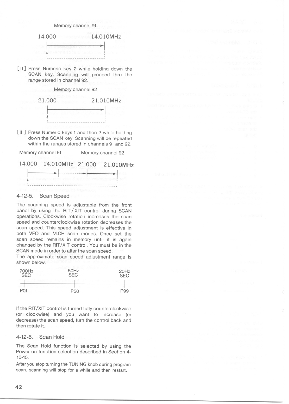 000 14.010mhz, 000 21.010mhz, 000 14.010mhz 21.000 21.010mhz | 12-5. scan speed, 12-6. scan hold | Kenwood TS-850S User Manual | Page 48 / 85