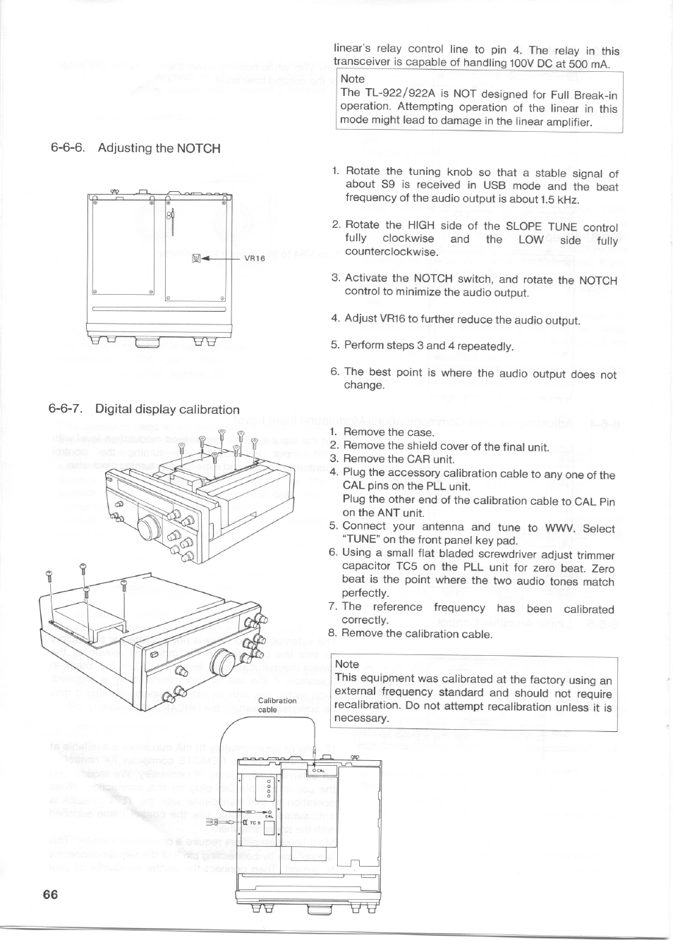 6-6. adjusting the notch, 6-7. digital display calibration | Kenwood TS-850S User Manual | Page 76 / 85